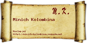 Minich Kolombina névjegykártya